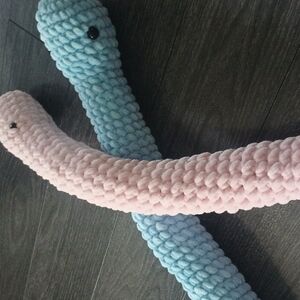 Pink and Blue Crochet Plush Snakes